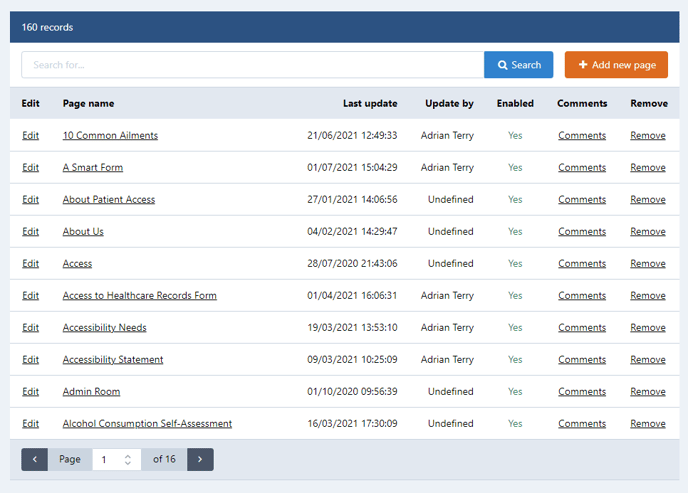 Manage Pages